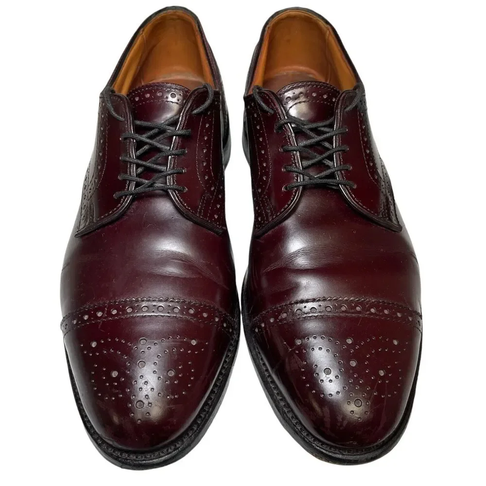 Allen Edmonds SANFORD Burgundy Leather Cap Toe‎ Oxford Dress Shoes 5237 Size 9D